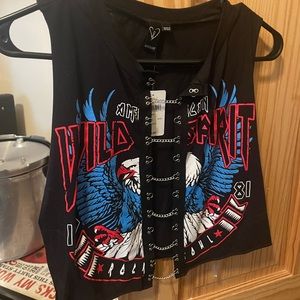 Cutout crop top with chain detail